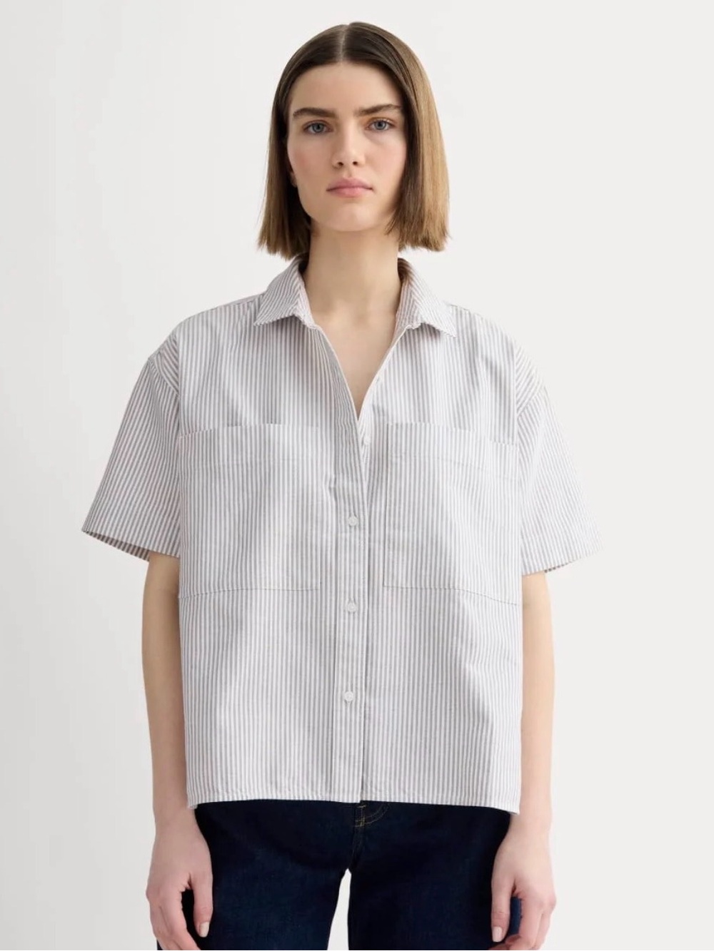 Everlane boxy fit linen short sleeve button up